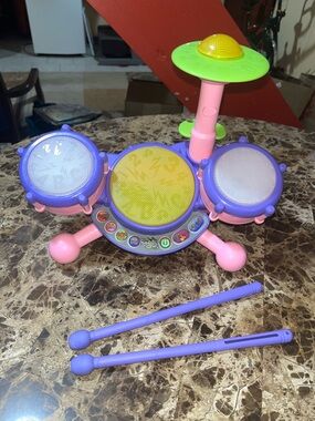 KidiBeats Drum Set Musical Learning Toy With Sticks Pink HTF Color Baby Toddlers